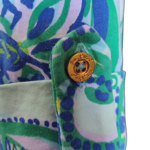 LILLY PULITZER Rossmore Keep It Current Poolside Blu Cotton Tunic TShirt Dress M - Picture 7 of 14